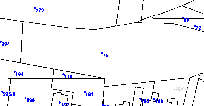 Parcela st. 75 v KÚ Loučky u Zátoru, Katastrální mapa