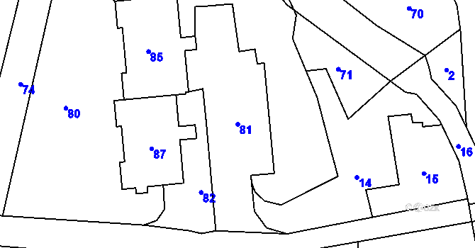 Parcela st. 81 v KÚ Loučky u Zátoru, Katastrální mapa