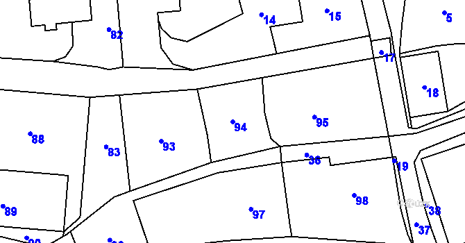 Parcela st. 94 v KÚ Loučky u Zátoru, Katastrální mapa