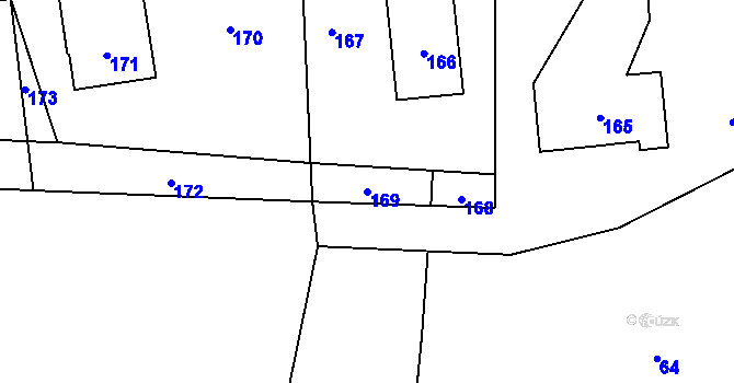 Parcela st. 169 v KÚ Loučky u Zátoru, Katastrální mapa