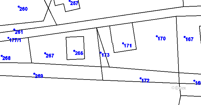 Parcela st. 173 v KÚ Loučky u Zátoru, Katastrální mapa