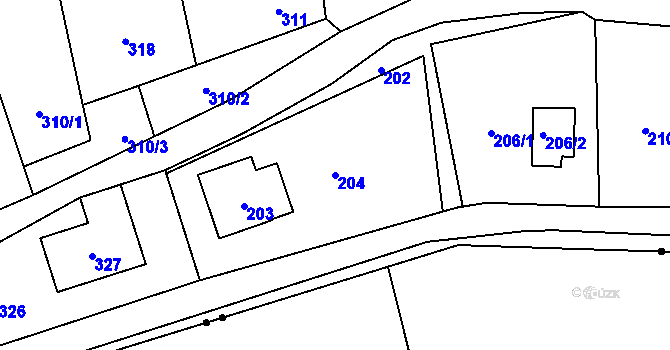 Parcela st. 204 v KÚ Loučky u Zátoru, Katastrální mapa