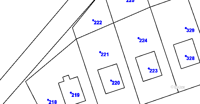 Parcela st. 221 v KÚ Loučky u Zátoru, Katastrální mapa
