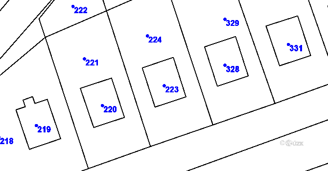 Parcela st. 223 v KÚ Loučky u Zátoru, Katastrální mapa