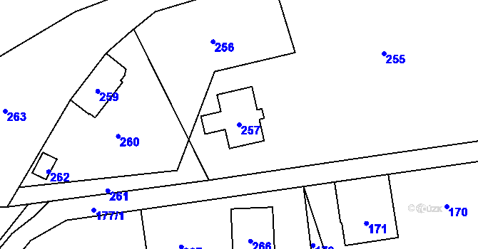 Parcela st. 257 v KÚ Loučky u Zátoru, Katastrální mapa