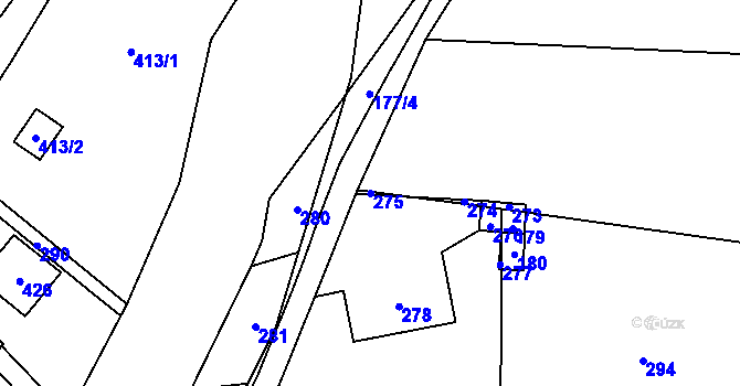 Parcela st. 275 v KÚ Loučky u Zátoru, Katastrální mapa