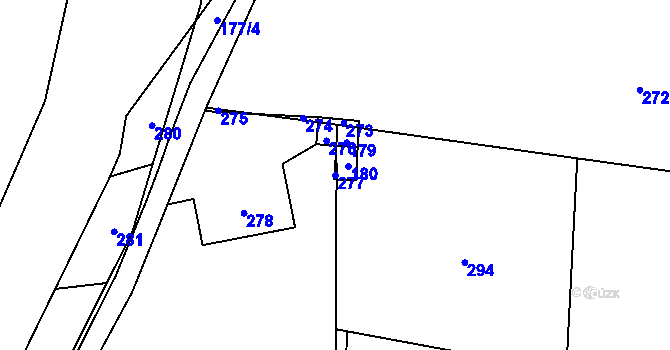 Parcela st. 277 v KÚ Loučky u Zátoru, Katastrální mapa