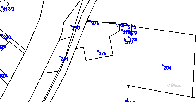 Parcela st. 278 v KÚ Loučky u Zátoru, Katastrální mapa
