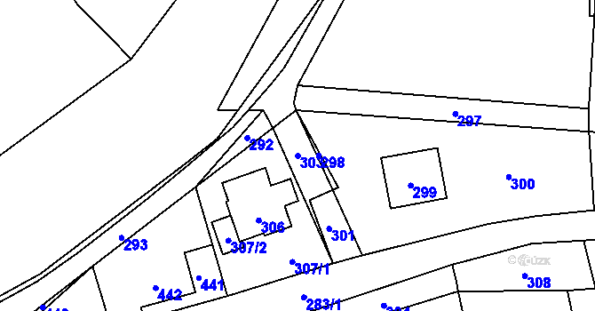 Parcela st. 303 v KÚ Loučky u Zátoru, Katastrální mapa