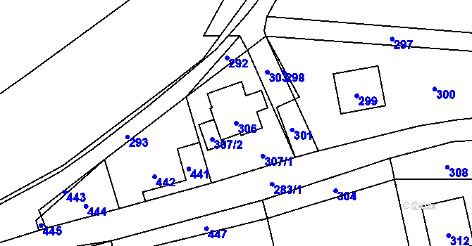 Parcela st. 306 v KÚ Loučky u Zátoru, Katastrální mapa