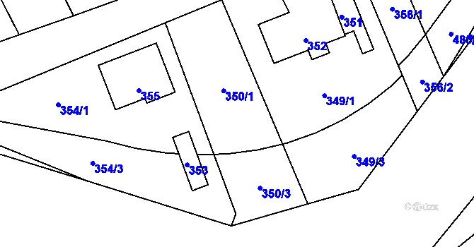 Parcela st. 350 v KÚ Loučky u Zátoru, Katastrální mapa