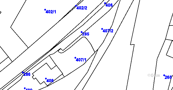 Parcela st. 407 v KÚ Loučky u Zátoru, Katastrální mapa