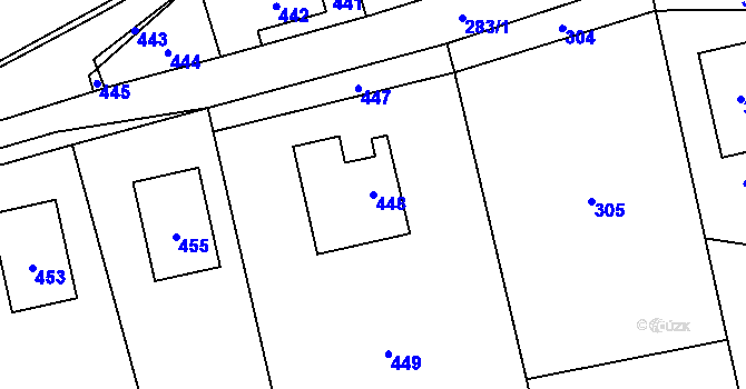 Parcela st. 448 v KÚ Loučky u Zátoru, Katastrální mapa