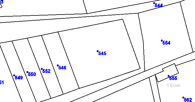 Parcela st. 545 v KÚ Loučky u Zátoru, Katastrální mapa