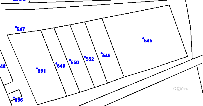 Parcela st. 546 v KÚ Loučky u Zátoru, Katastrální mapa