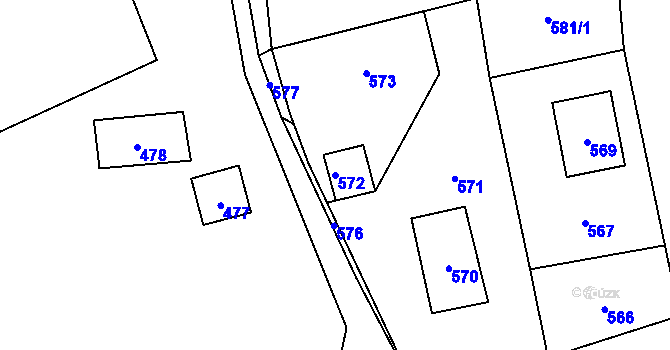Parcela st. 572 v KÚ Loučky u Zátoru, Katastrální mapa