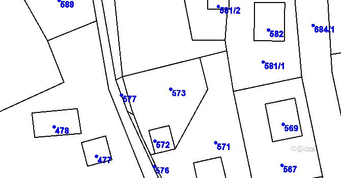 Parcela st. 573 v KÚ Loučky u Zátoru, Katastrální mapa
