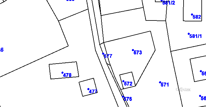 Parcela st. 577 v KÚ Loučky u Zátoru, Katastrální mapa