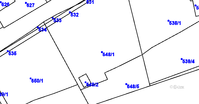 Parcela st. 648 v KÚ Loučky u Zátoru, Katastrální mapa