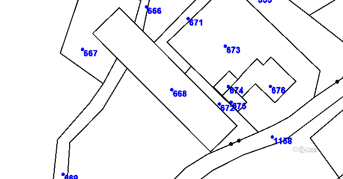 Parcela st. 668 v KÚ Loučky u Zátoru, Katastrální mapa