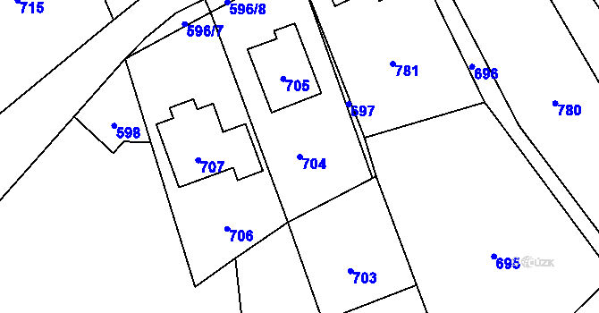 Parcela st. 704 v KÚ Loučky u Zátoru, Katastrální mapa
