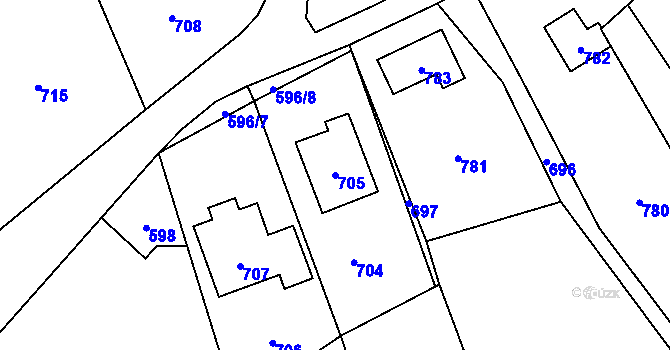 Parcela st. 705 v KÚ Loučky u Zátoru, Katastrální mapa