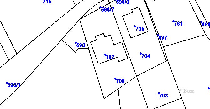 Parcela st. 707 v KÚ Loučky u Zátoru, Katastrální mapa