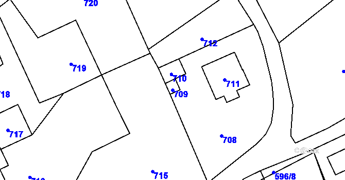 Parcela st. 709 v KÚ Loučky u Zátoru, Katastrální mapa