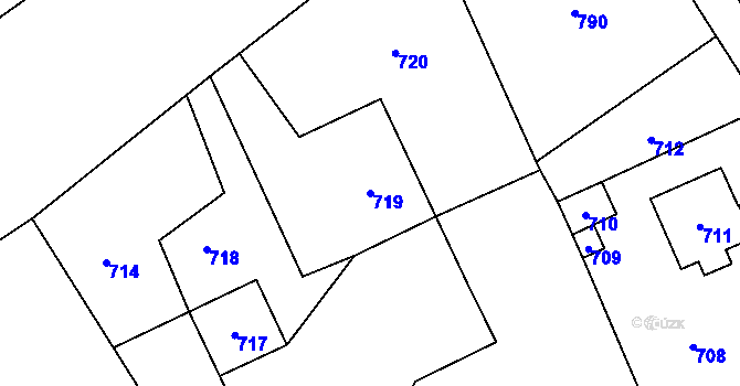 Parcela st. 719 v KÚ Loučky u Zátoru, Katastrální mapa