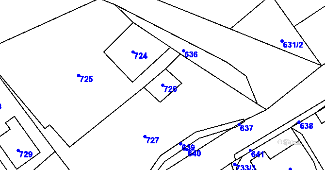 Parcela st. 726 v KÚ Loučky u Zátoru, Katastrální mapa