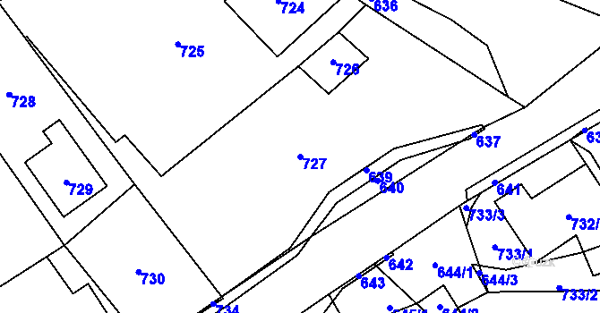 Parcela st. 727 v KÚ Loučky u Zátoru, Katastrální mapa
