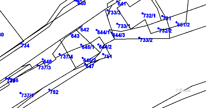 Parcela st. 751 v KÚ Loučky u Zátoru, Katastrální mapa