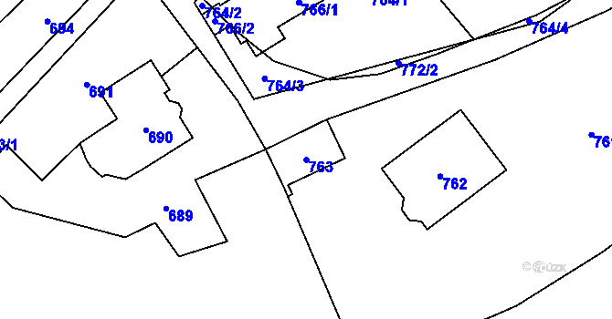 Parcela st. 763 v KÚ Loučky u Zátoru, Katastrální mapa