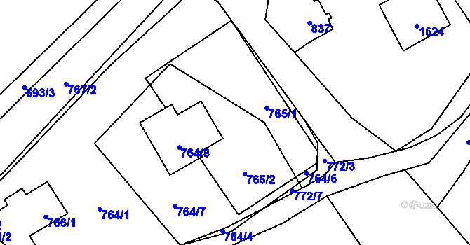 Parcela st. 765 v KÚ Loučky u Zátoru, Katastrální mapa