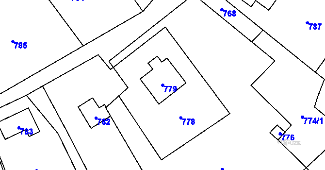 Parcela st. 779 v KÚ Loučky u Zátoru, Katastrální mapa