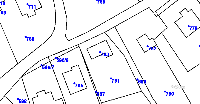 Parcela st. 783 v KÚ Loučky u Zátoru, Katastrální mapa