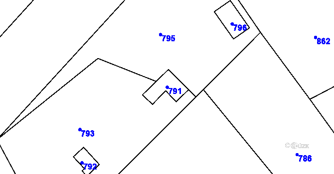 Parcela st. 791 v KÚ Loučky u Zátoru, Katastrální mapa