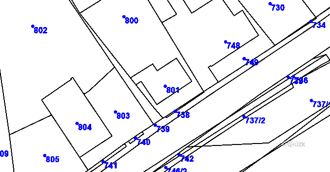 Parcela st. 801 v KÚ Loučky u Zátoru, Katastrální mapa