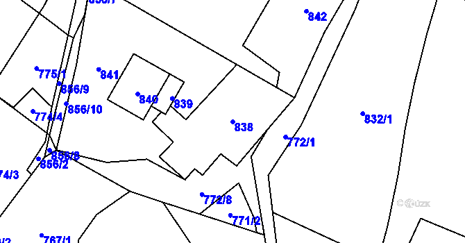Parcela st. 838 v KÚ Loučky u Zátoru, Katastrální mapa