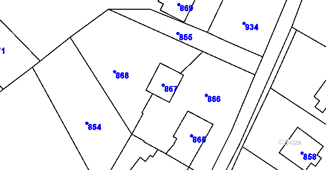 Parcela st. 867 v KÚ Loučky u Zátoru, Katastrální mapa