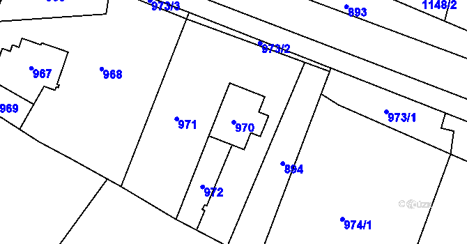Parcela st. 970 v KÚ Loučky u Zátoru, Katastrální mapa