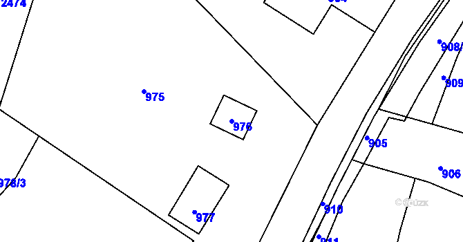 Parcela st. 976 v KÚ Loučky u Zátoru, Katastrální mapa