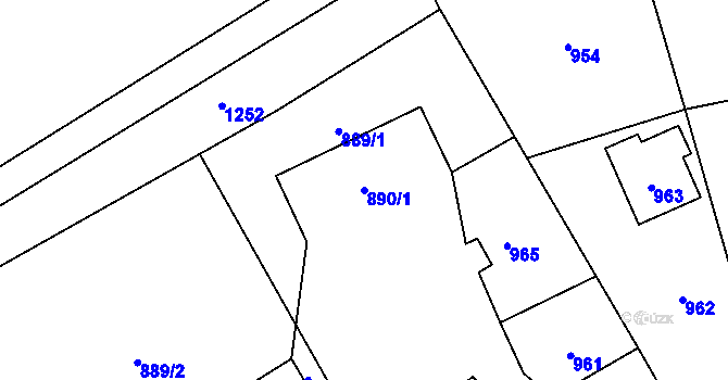 Parcela st. 890/1 v KÚ Loučky u Zátoru, Katastrální mapa