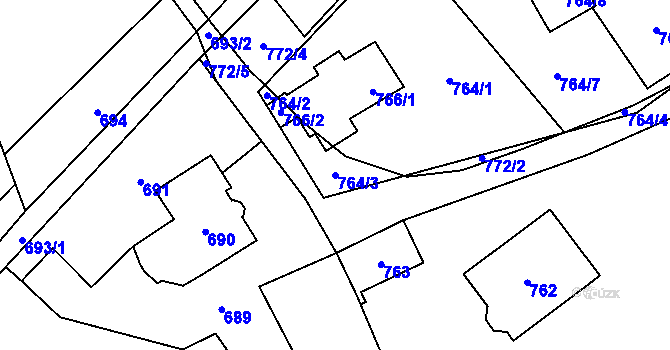 Parcela st. 764/3 v KÚ Loučky u Zátoru, Katastrální mapa