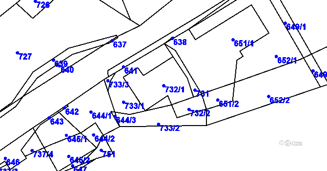 Parcela st. 732/1 v KÚ Loučky u Zátoru, Katastrální mapa