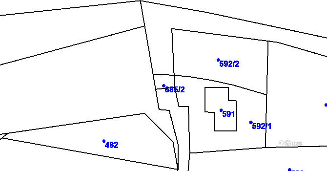 Parcela st. 685/2 v KÚ Loučky u Zátoru, Katastrální mapa