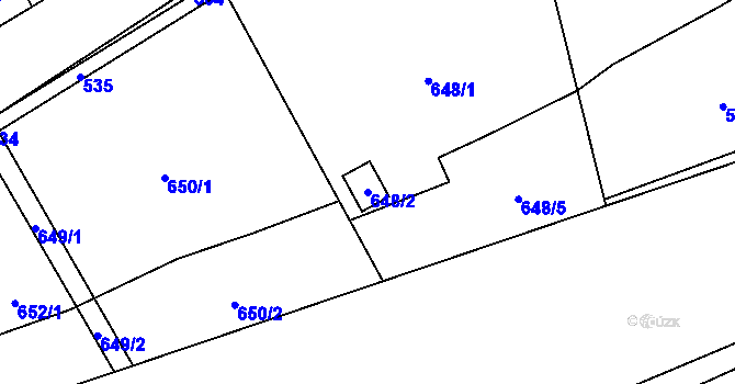 Parcela st. 648/2 v KÚ Loučky u Zátoru, Katastrální mapa