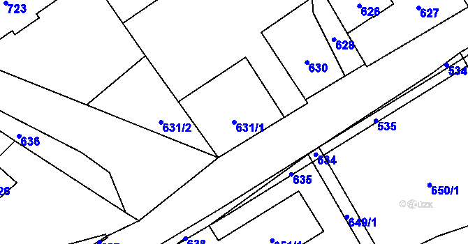Parcela st. 631/1 v KÚ Loučky u Zátoru, Katastrální mapa
