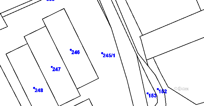 Parcela st. 245/1 v KÚ Loučky u Zátoru, Katastrální mapa