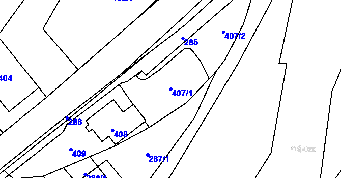 Parcela st. 407/1 v KÚ Loučky u Zátoru, Katastrální mapa